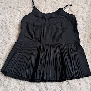 Broadway & Broome Tank‎ Top Medium Black Silk Pleated Spaghetti Strap Camisole